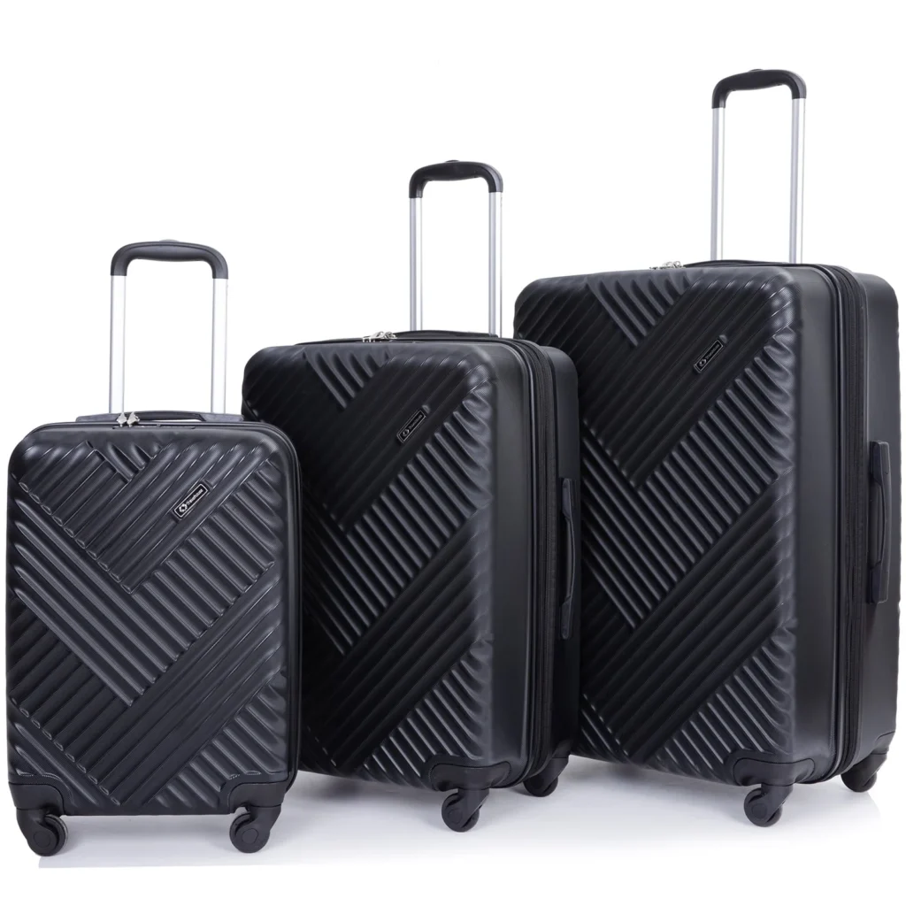 Travelhouse 3 Piece Hardshell Luggage Set Hardside Lightweight Suitcase with TSA Lock Spinner Wheels 20in24in28in Navy Blue — alternate angle showing full product