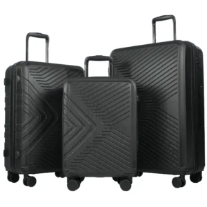 Travelhouse 3 Piece Hardshell Luggage Set Hardside Lightweight Suitcase with TSA Lock Spinner Wheels 20in24in28in.(Black)