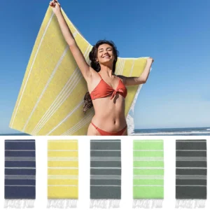 Tyidzon Beach Towel Oversized Soft Lightweight Beach Towels Dyeing Light Blue Stripe Quick Dry Microfiber Beach Blanket Seaside Pool Cruise Vacation