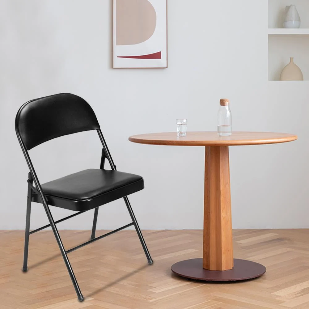 UBesGoo 6 Pack Folding Chairs Cushioned Padded Seat Wedding Chairs with Metal Frame Home Office Party Use Black — alternate angle showing full product