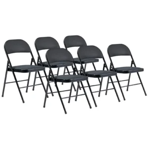 UBesGoo 6 Pack Folding Chairs Cushioned Padded Seat Wedding Chairs with Metal Frame Home Office Party Use Black