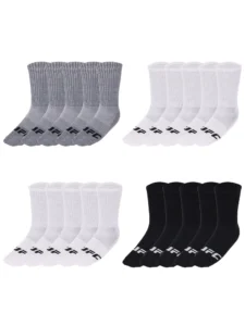 UFC 20 Pair Men s Lightweight Crew Socks with Leg Logo Blk Wht Grey