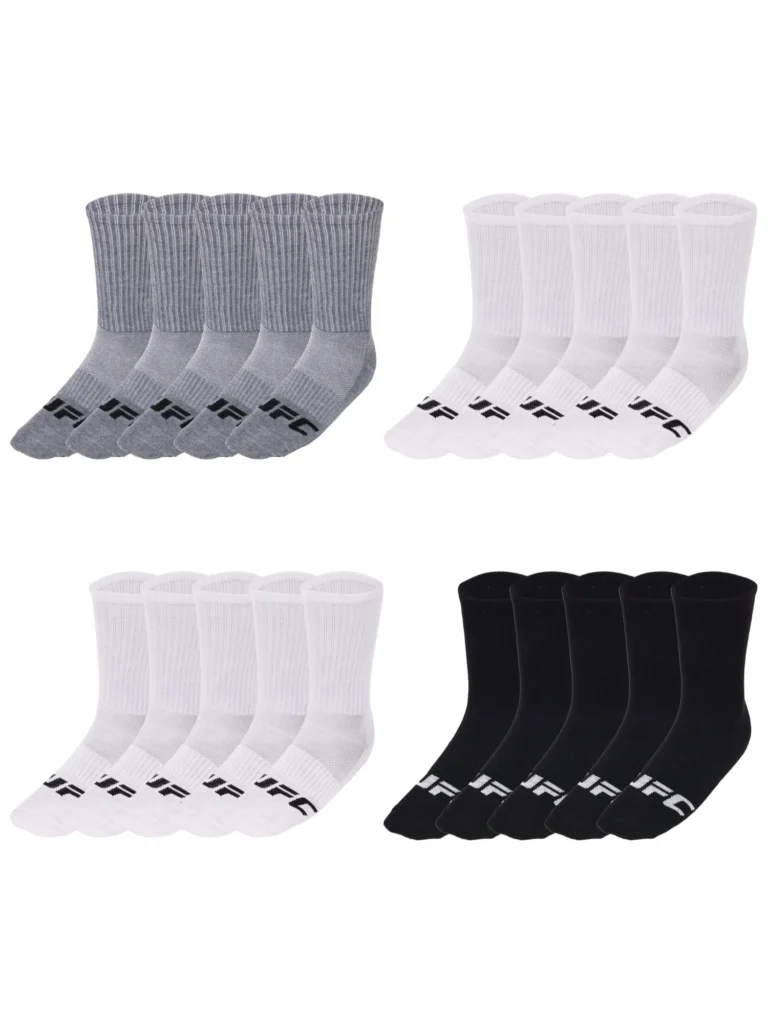 UFC Men’s Lightweight Crew Socks – 20 Pair Bulk Value Pack — close-up detail of design and finish