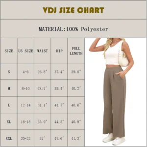 VDJ Wide Leg Pants for Women High Waist Casual Ahleisure Pants Pull On Flare Trousers with Pockets Size XL