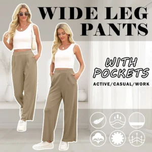 VDJ Wide Leg Pants for Women High Waist Casual Ahleisure Pants Pull On Flare Trousers with Pockets Size XL