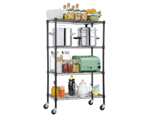 Vebreda 4-Tier Storage Shelf Foldable Metal Shelving Units with Wheels