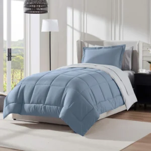 Virtu Queen Comforter Set 7pc Bed in a Bag Reversible Bedding Comforter Sets with Sheets Gray Silver