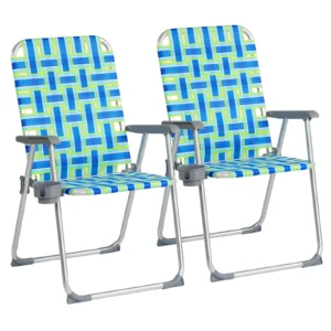 Walchoice Folding Camping Chair Set 3 Oversized Lawn Chair Adults Portable Camp Chairs Grey Table Outdoor Fishing Hiking Beach Picnic Carrying Bag Bl