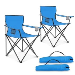 Walchoice Folding Camping Chair Set 3 Oversized Lawn Chair Adults Portable Camp Chairs Grey Table Outdoor Fishing Hiking Beach Picnic Carrying Bag Bl