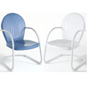 Walker Edison Vincent Solid Wood Patio Chair in White Wash Set of 2