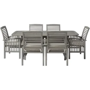 Walker Edison Vincent Solid Wood Patio Chair in White Wash Set of 2