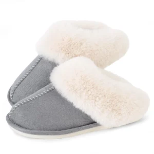WALL QMER Womens Slippers Cozy Warm Winter Slip On House Shoes Fluffy Soft Memory Foam Comfy Faux Fur Plush Anti Skid Indoor Outdoor