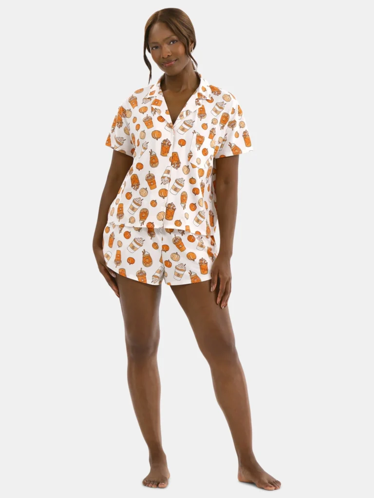 Way to Celebrate Knit Henley Top & Shorts Pajama Set – Comfortable 2-Piece β close-up detail of design and finish