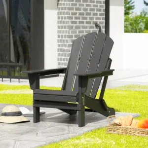 Westintrends Folding HDPE Adirondack Chair – Weatherproof Gray