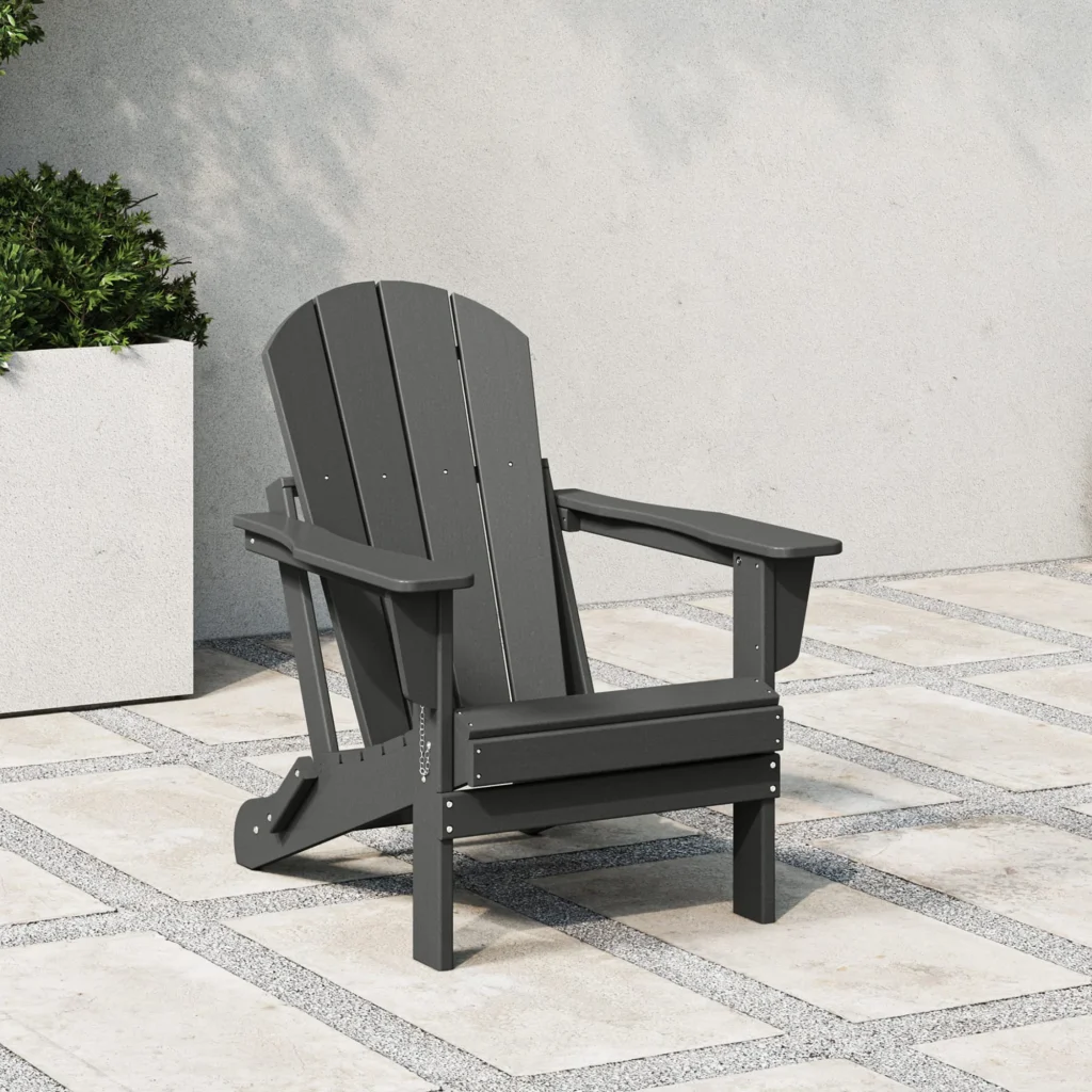 Westintrends Folding HDPE Adirondack Chair – Weatherproof Gray — alternate angle showing full product