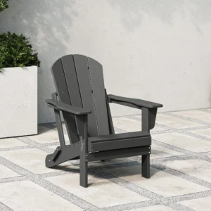 Westintrends Folding HDPE Adirondack Chair – Weatherproof Gray