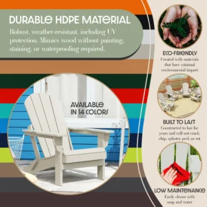 Westintrends Outdoor Folding HDPE Adirondack Chair Patio Seat Weather Resistant Black