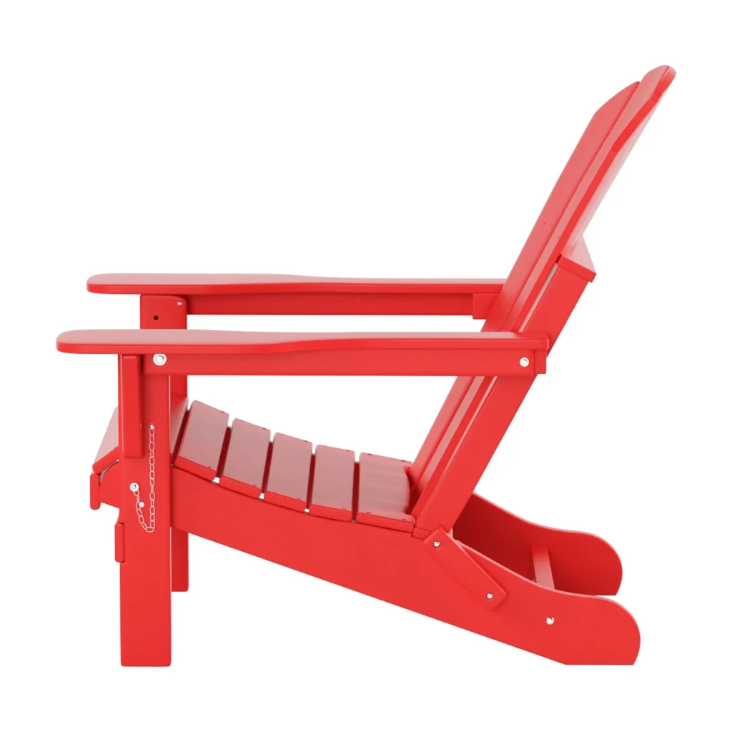 Westintrends Folding HDPE Adirondack Chair – Weather Resistant Red — close-up detail of design and finish