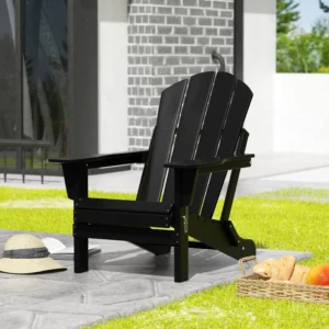 Westintrends Outdoor Folding HDPE Adirondack Chair Patio Seat Weather Resistant Black