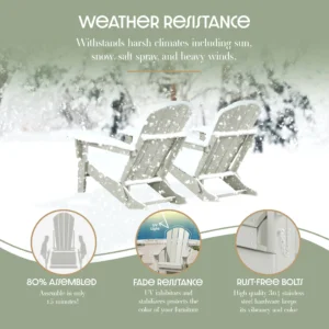 Westintrends Outdoor Folding HDPE Adirondack Chair Patio Seat Weather Resistant Black