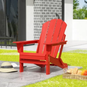 Westintrends Outdoor Folding HDPE Adirondack Chair Patio Seat Weather Resistant Red