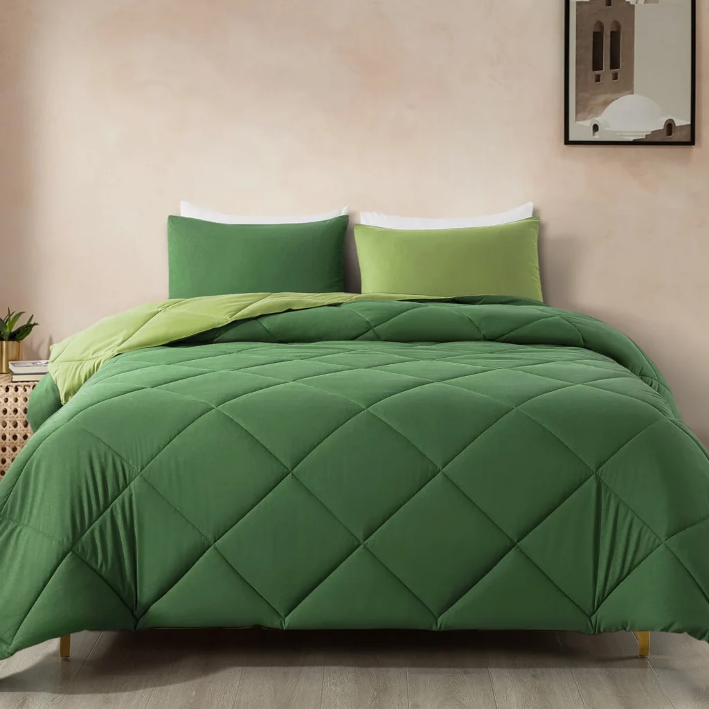 WhatsBedding 3 Pieces Bed in a Bag Comforter Set Reversible Blue Grey Queen — alternate angle showing full product