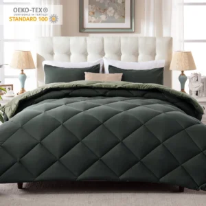 WhatsBedding 3 Pieces Bed in a Bag Comforter Set Reversible Blue Grey Queen