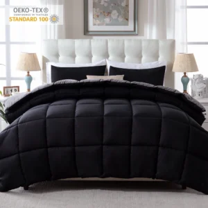 WhatsBedding 3 Pieces Bed in a Bag Comforter Set Reversible Blue Grey Queen