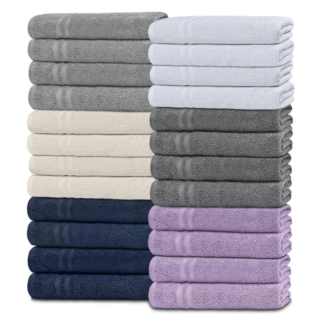White Classic Bundle 24-Pack Cotton Washcloths – Multipurpose 12×12 Towels β close-up detail of design and finish