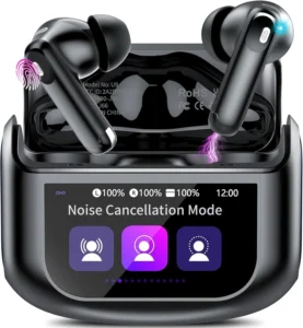 Wireless Earbuds Bluetooth Headphones Noise Cancelling Ear Buds Deep Bass Stereo 38H Playtime LED Display Waterproof Ear Earphone Mic iPhone Android