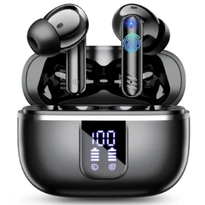 Wireless Earbuds Bluetooth Headphones Noise Cancelling Ear Buds Deep Bass Stereo 38H Playtime LED Display Waterproof Ear Earphone Mic iPhone Android
