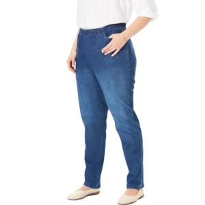Woman Within Women s Plus Size Straight Leg Stretch Denim Jean