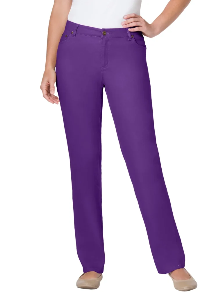Woman Within Plus Size Straight Leg Stretch Jean – Flattering Fit — close-up detail of design and finish
