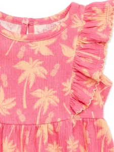 Wonder Nation Baby Girl Ruffle Bubble Romper Sizes 0 24 Months