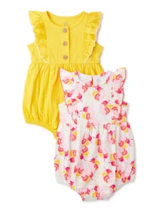 Wonder Nation Baby Girl Ruffle Bubble Romper Sizes 0 24 Months