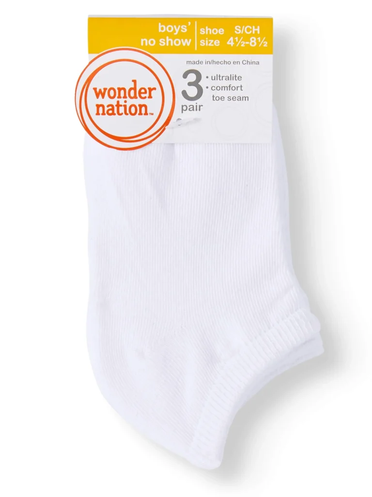 Wonder Nation Boys Flat Knit No Show Socks 3-Pack – Everyday Comfort — close-up detail of design and finish