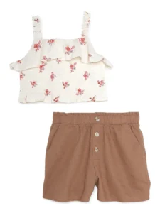 Wonder Nation Girls Tank Top and Shorts 2 Piece Pajama Set Sizes 4 18