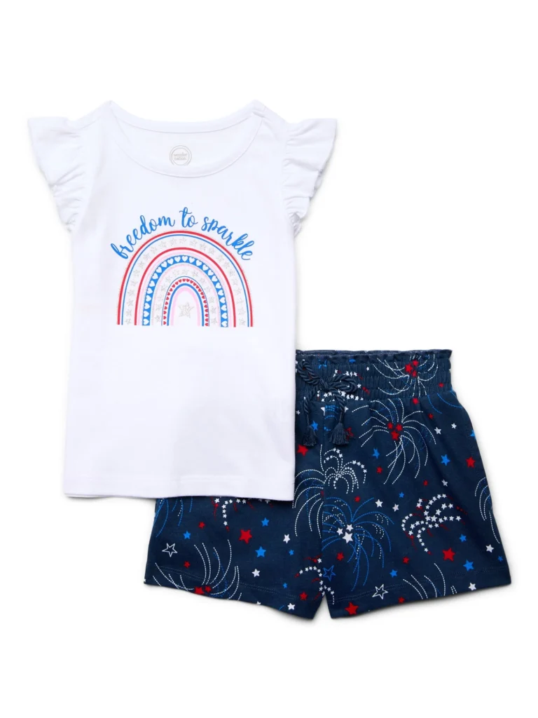 Wonder Nation Girls Tank Top and Shorts 2 Piece Pajama Set Sizes 4 18