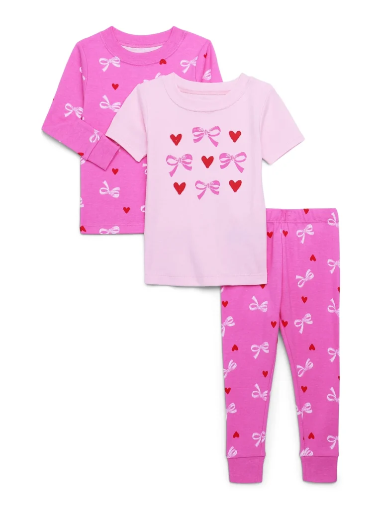 Wonder Nation Toddler Cotton Short Sleeve Pajama Set – 4 Piece Tight Fit Comfort β alternate angle showing full product