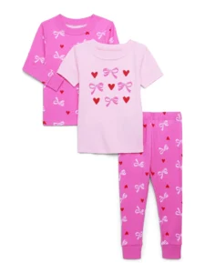 Wonder Nation Toddler Short Sleeve Cotton Tight Fit Pajama Set 4 Piece Sizes 12M 5T