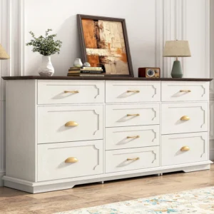 wOod it 5 7 Drawer Chest Wooden Tall Dresser Storage Dresser Cabinet With Wheels for Office Bedroom Home