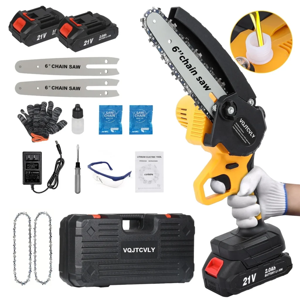 YAHHU 6-inch Cordless Mini Chainsaw – Lightweight Branch Pruner — alternate angle showing full product