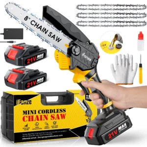 YAHHU 6 inch Mini Chainsaw Portable Electric Cordless Chainsaw Set Battery Powered Small Handheld Chain Saws Pruning for Tree Branches