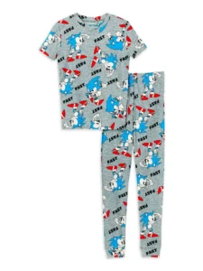 Yoshi Girls Short Sleeve Snug Fit Sleep Top and Shorts Pajama Set, 2