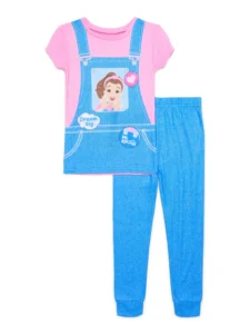 Yoshi Girls Short Sleeve Snug Fit Sleep Top and Shorts Pajama Set, 2