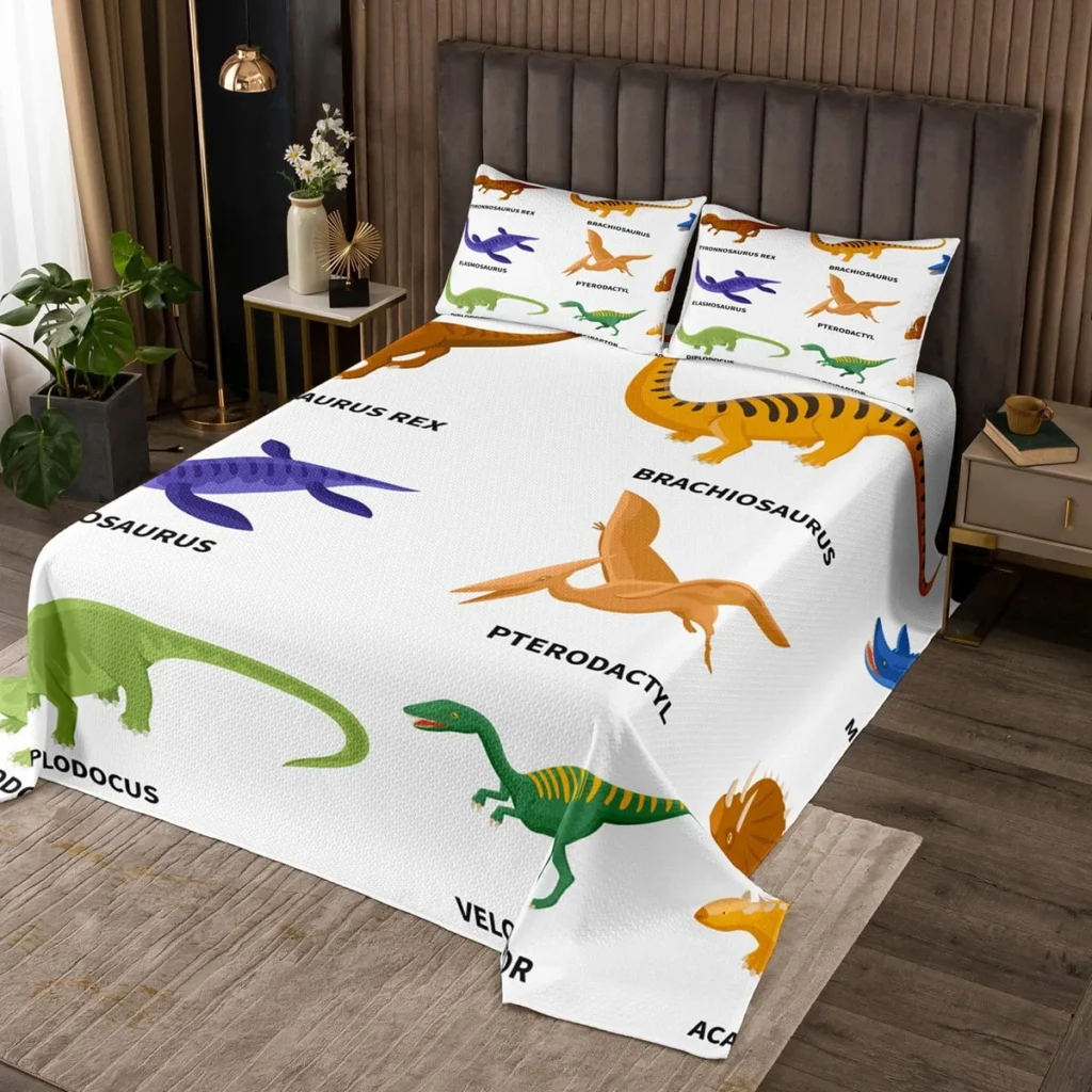 Your Zone Kids Reversible Dinosaur Quilt Set – Full 7-Piece Microfiber β close-up detail of design and finish