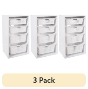 Your Zone Kids Sliding Bin Organizer with 4 Storage Bins, Blue