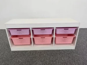 Your Zone Kids Sliding Bin Organizer with 4 Storage Bins, Blue
