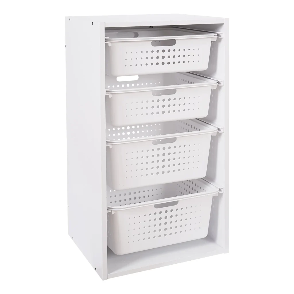 Your Zone Sliding Bin Organizer with 4 Storage Bins for kids, White