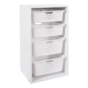 Your Zone Sliding Bin Organizer with 4 Storage Bins for kids, White